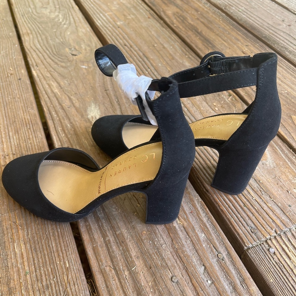 LC Lauren Conrad Black Heeled Sandals with Chunky Block Heel